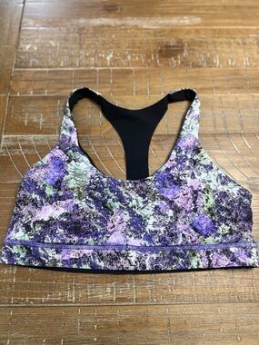 lululemon athletica Purple Mixed-Print Racerback Sports Bra with Black Back